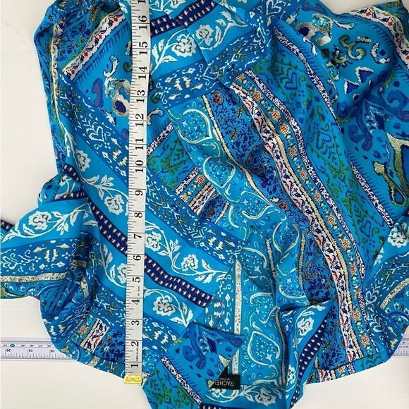 Rachel Zoe Blue Print Cropped Blouse Size Small - Picture 7 of 9